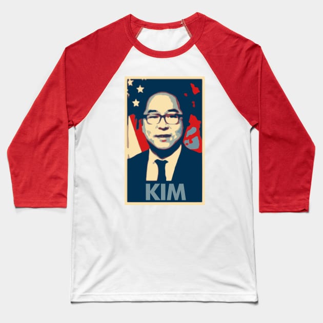 Andy Kim Political Parody Baseball T-Shirt by ThreadChef